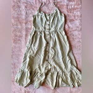 Midi button down sage green girly strap dress